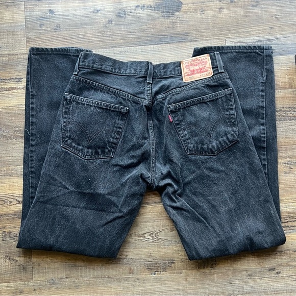 Levi's Mens 505 Regular Fit Black Denim Jeans Straight Leg Y2K Vtg Size 34x34 - Picture 8 of 9